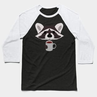 Raccoon Drinking Coffee Baseball T-Shirt